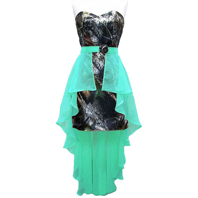 camo and teal wedding dresses