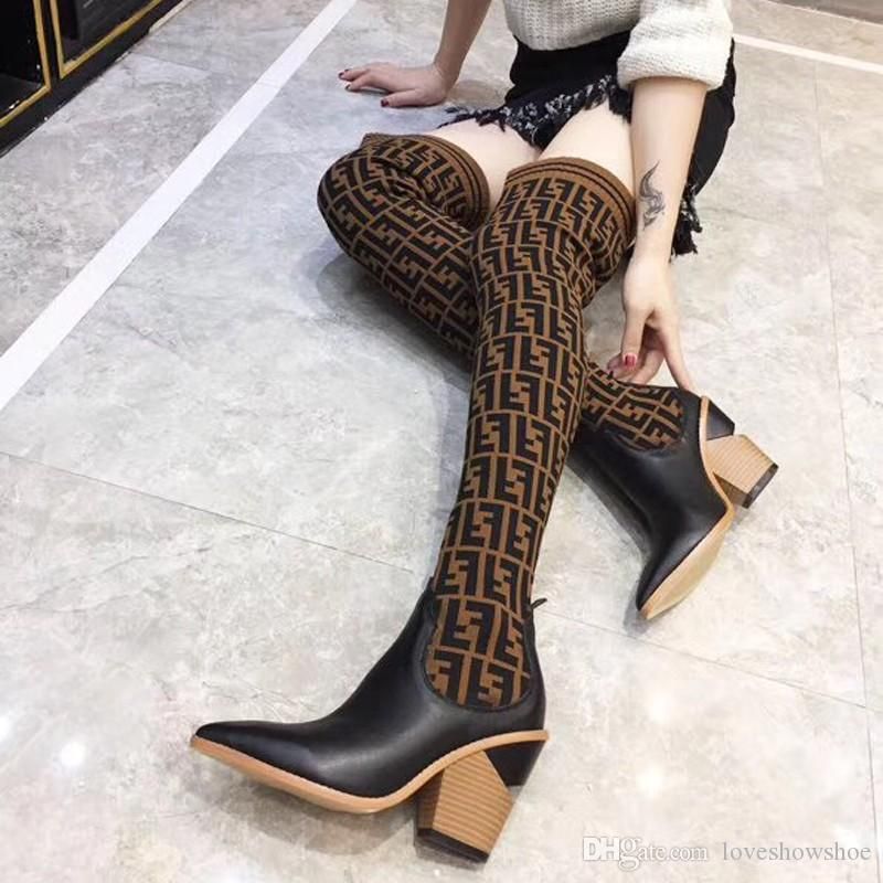 ladies stretch knee high boots