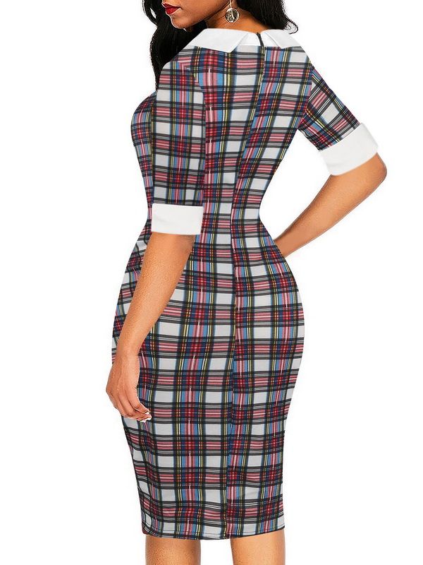 Compra Vestido Vintage De Mujer Vestido Corto De Manga Corta Lápiz A  Cuadros Hasta La Rodilla Oficina Vestidos Delgados De Las Señoras DK4485XL  Barato | Entrega Rápida Y Calidad | Es.Dhgate