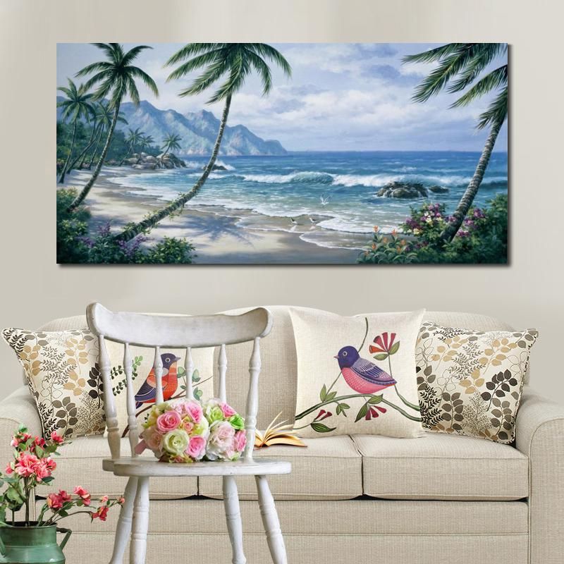 Acheter Plage Peinture A Lhuile Avec Palmier Paysages Modernes De