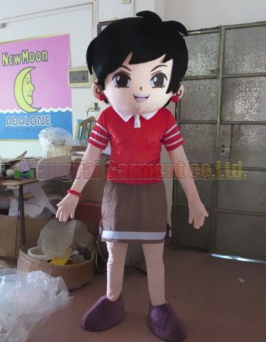 New Short Hair Girl Mascot Costume Top Grade Deluxe Cartoon