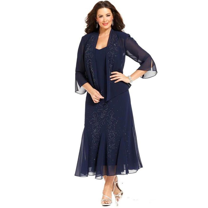 navy chiffon jacket plus size