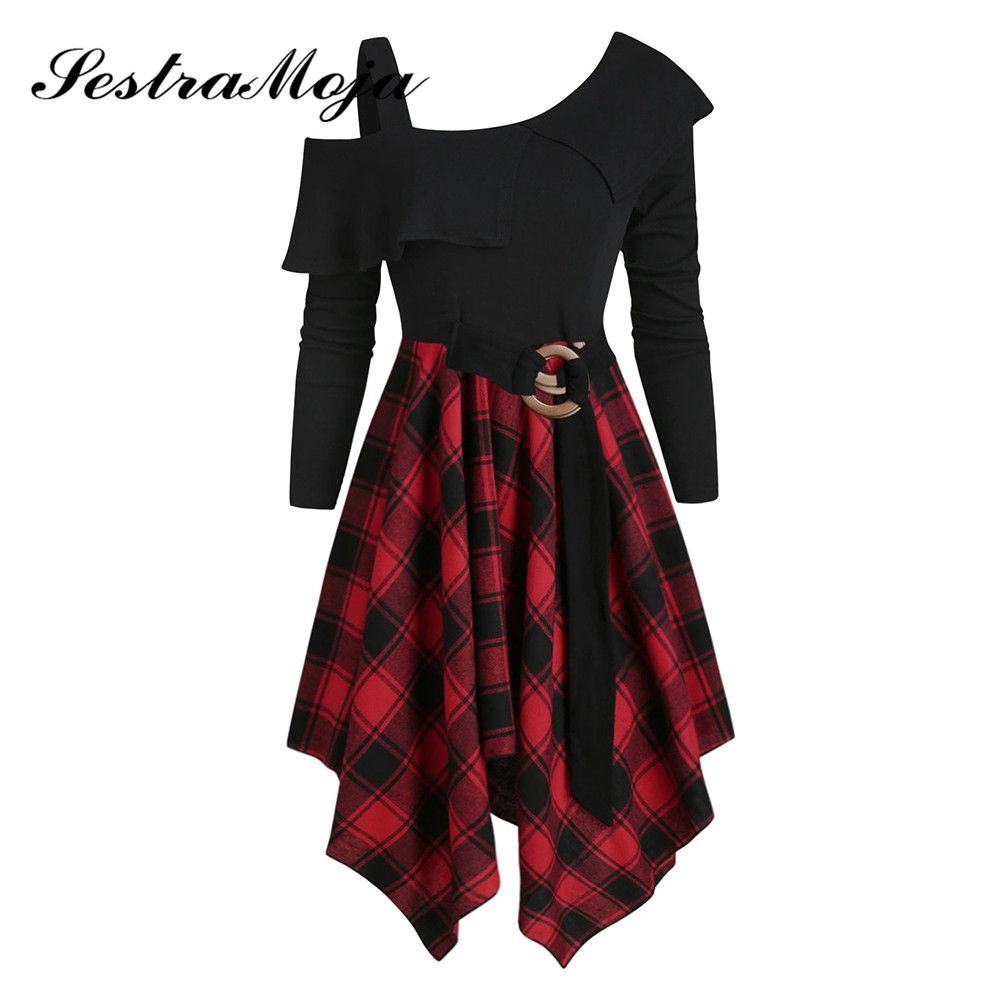 maroon plaid dress