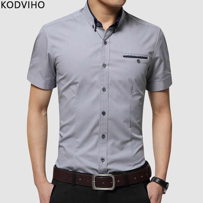 2020 Summer Short Sleeve Shirt Men Casual Slim Fit Shirts Man