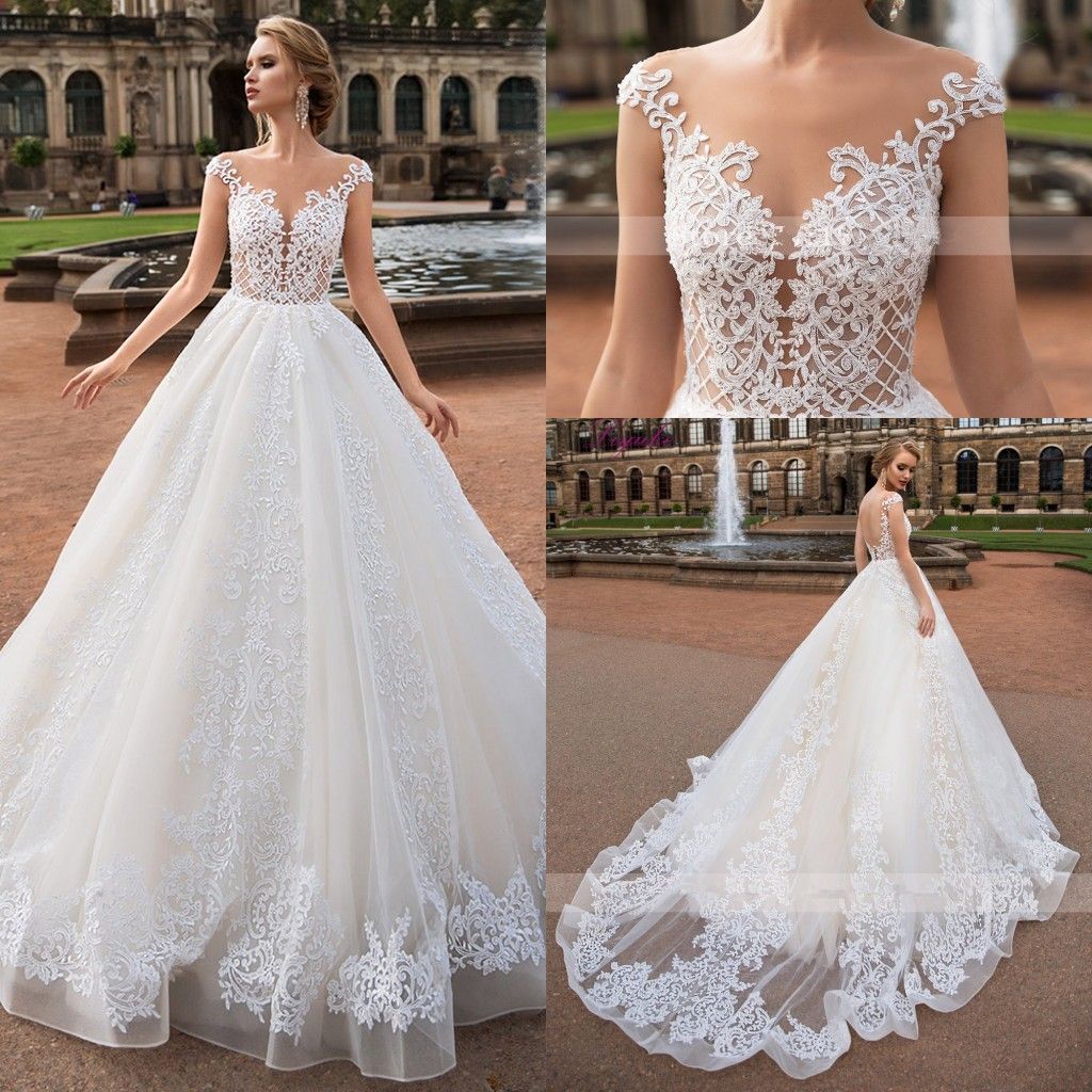 lace top a line wedding dress