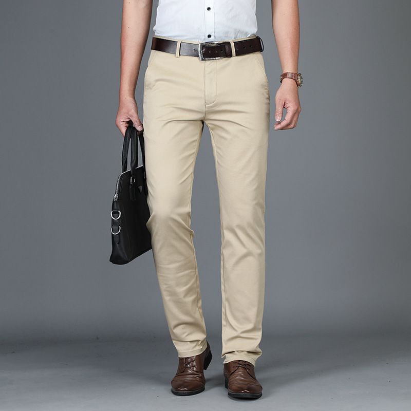 Acquistare Pantaloni Casual Da Uomo Classici Di Cotone Di Base Dritti A  Figura Intera Da Uomo Pantaloni Da Uomo Neri Kaki Pantaloni Grandi  Dimensioni 40 42 Economico | Consegna Veloce E Qualità | It.Dhgate