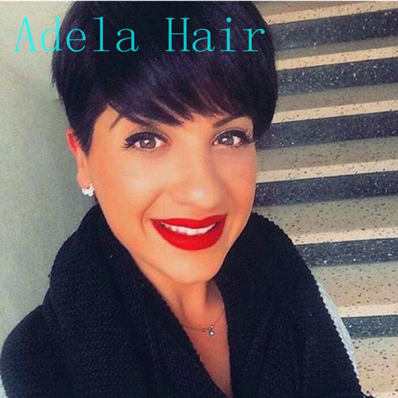 Cheap Short Pixie Cut Wigs With Baby Hair African Haircut Style Brazilian Ladies Wigs For Black Women Full None Lace Wigs For Black Women Wig Outlet