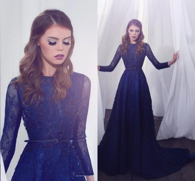 Zuhair Murad Royal Blue Lebanon Evening Dresses 2020 Lace Long Sleeve Dubai Arabic Hijab Muslim Cheap Prom Dress Party Gowns Orange Prom Dress Peaches Prom Dresses From Miss Cara 152 77 Dhgate Com