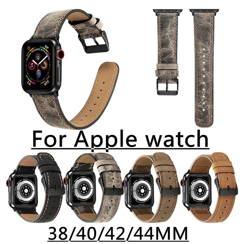 Sangles en cuir véritable pour pommiers de montre Apple Watch Band de montre de luxe pour IWatch 38 40mm 42 Bandes Bracelet Bracelets Sport