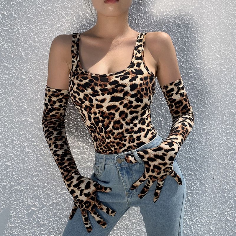 leopard glove dress