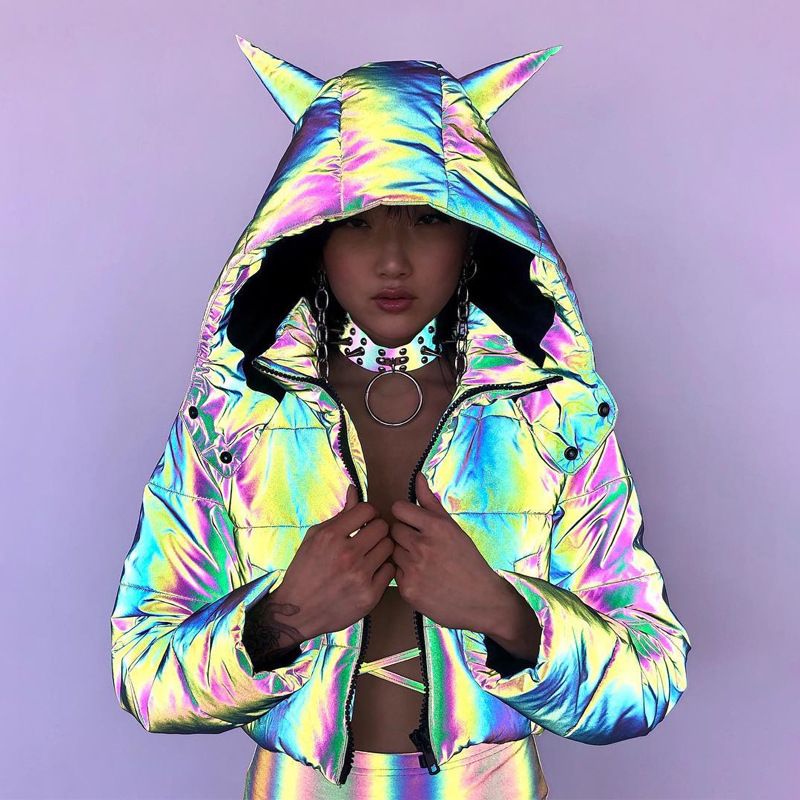 Shiny Iridescent Reflective Puffer 
