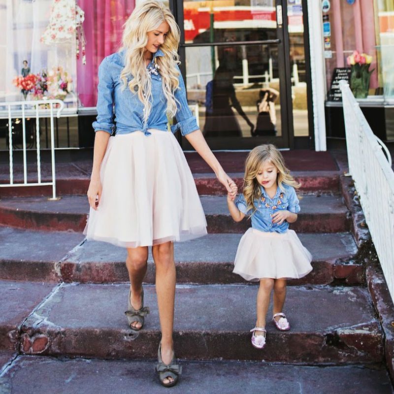 denim and tulle dress womens