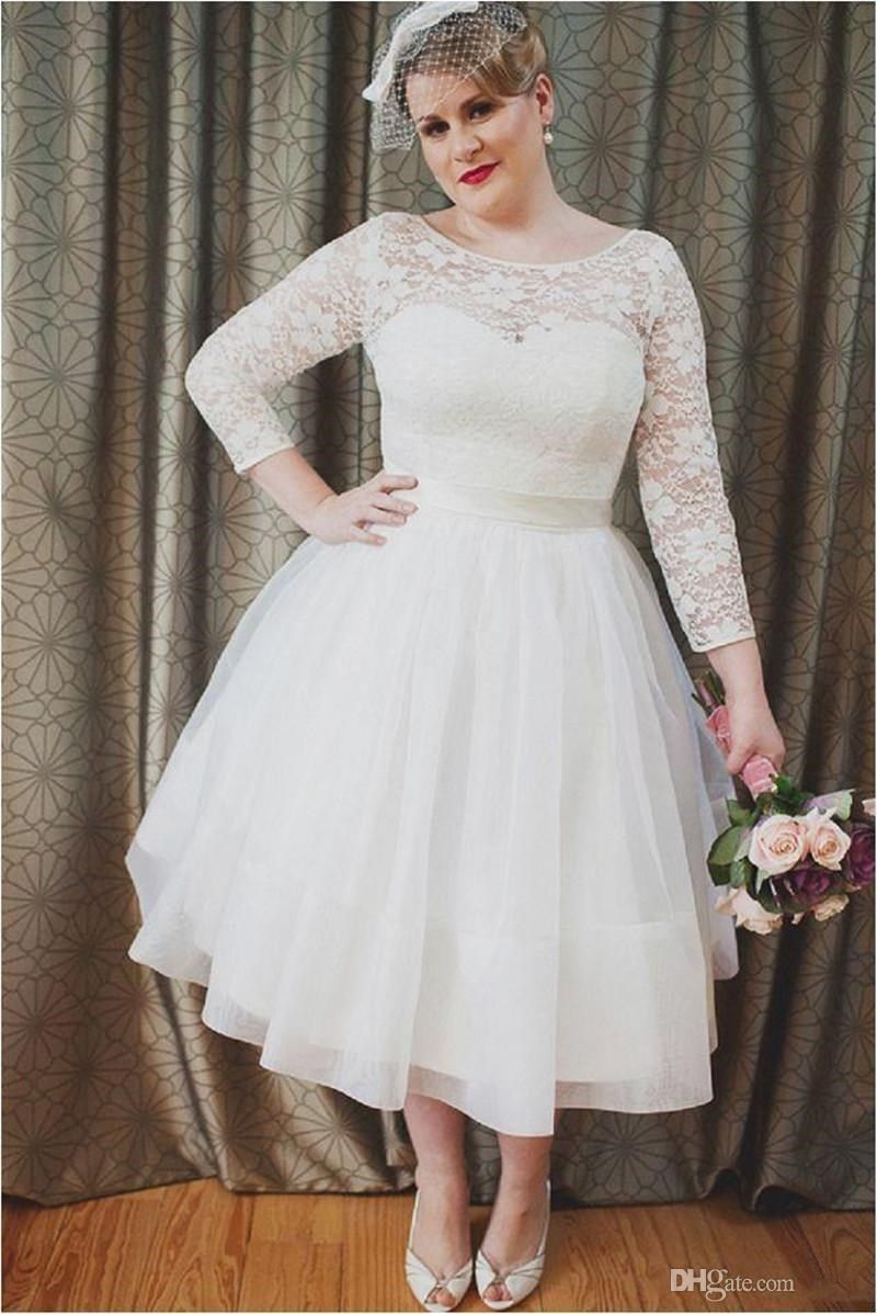 short plus size wedding dresses with sleeves