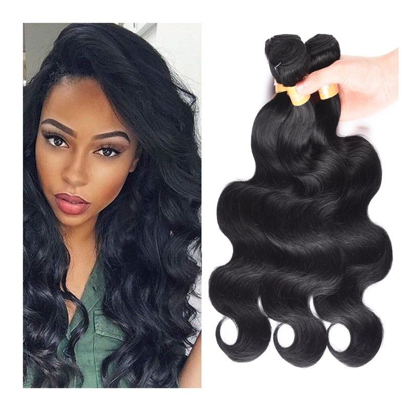 Pre Colored Brazilian Virgin Human Hair Bundles 1 Jet Black Human