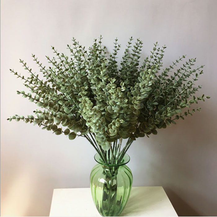 flor artificial folhas de eucalipto 5 filiais plantas suculentas sala casa  decoração plástica verdadeiro toque de