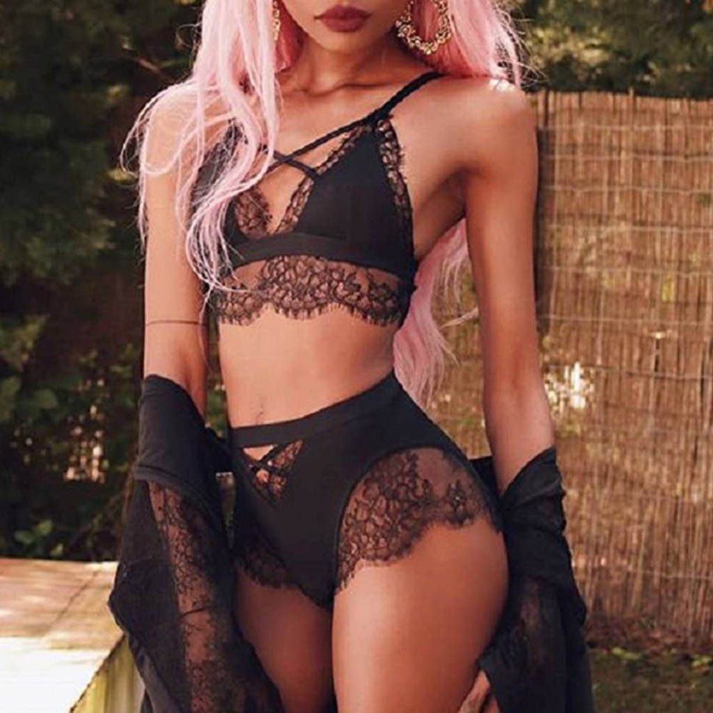 2019 Venta Caliente Moda 2 UNID Lencería Sexy Chica Encaje Splice Body Ropa de