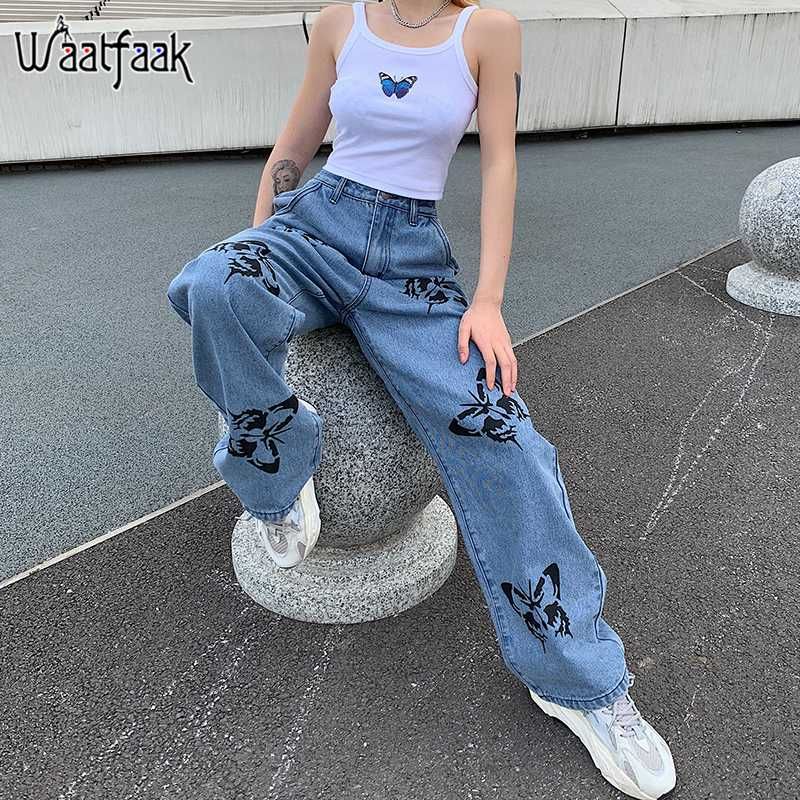 Compra Waatfaak Pantalones Vaqueros De Cintura Alta Para Mujer Holgy Holgado  Casual Mariposa Azul Impreso Pantalones De Pierna Ancha Denim Streetwear Damas  Jeans 2020 Barato | Entrega Rápida Y Calidad | Es.Dhgate