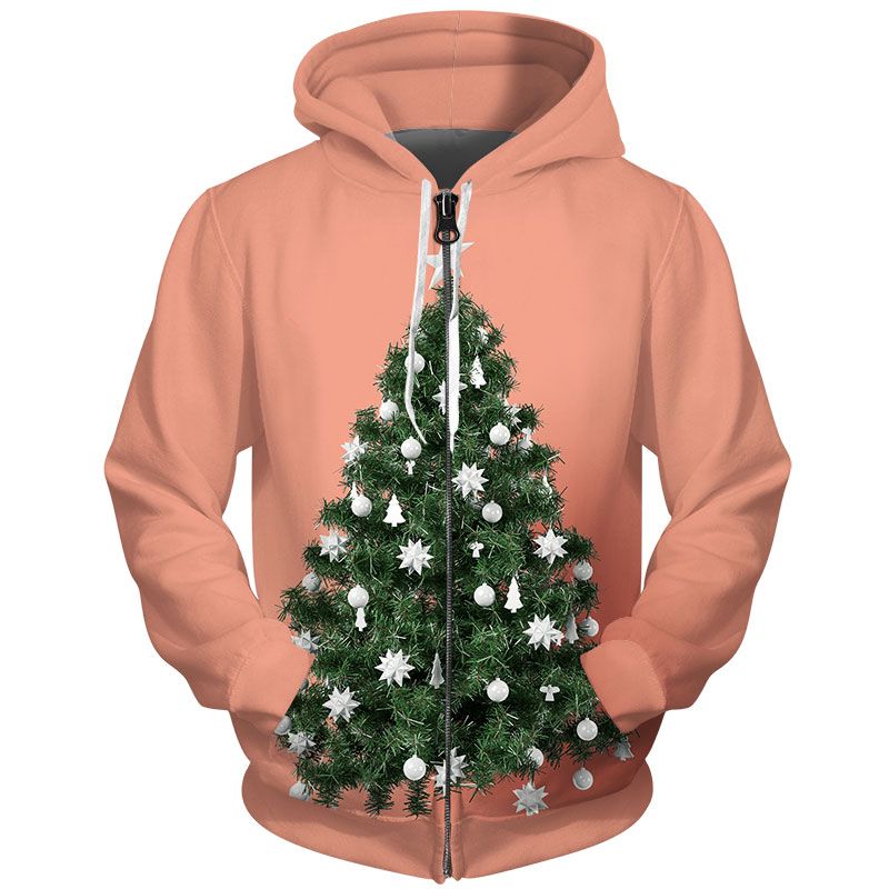 Immagini Natale Zip.Acquista Cloudstyle Winter Zip Up Tute Uomo Hip Hop Streetwear Stampa 3d Albero Di Natale Giacca Arancione Moda Felpe Larghe Top A 20 61 Dal Yuanbai Dhgate Com
