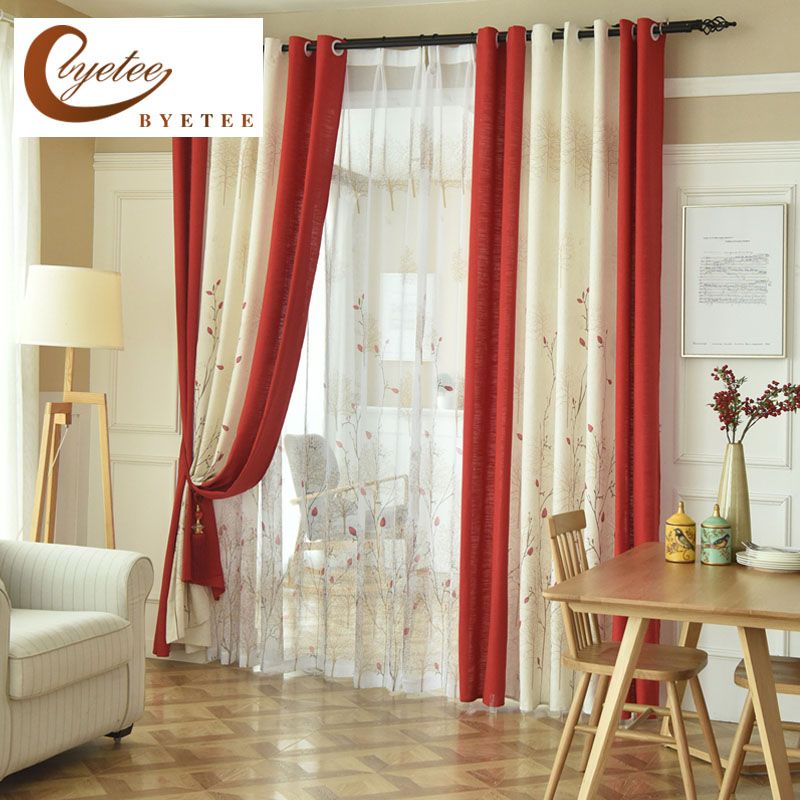 compre byetee pastoral rojo beige de ventanas opacas cortinas de puertas para sala de estar dormitorio cortinas la cortina de tejidos a 19 19 del