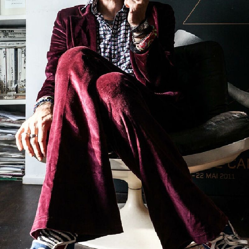 mens red bell bottom pants