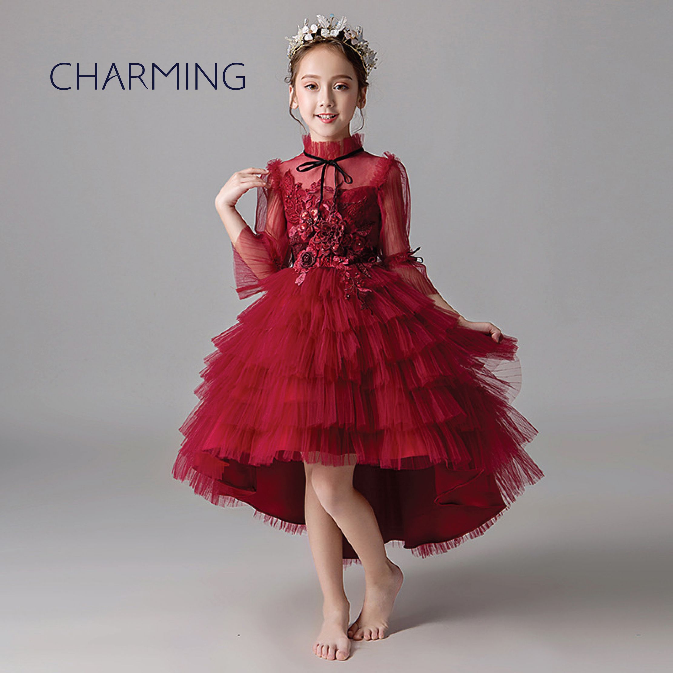 New girl/'s kids beads formal dress wedding shoes black bow formal holiday