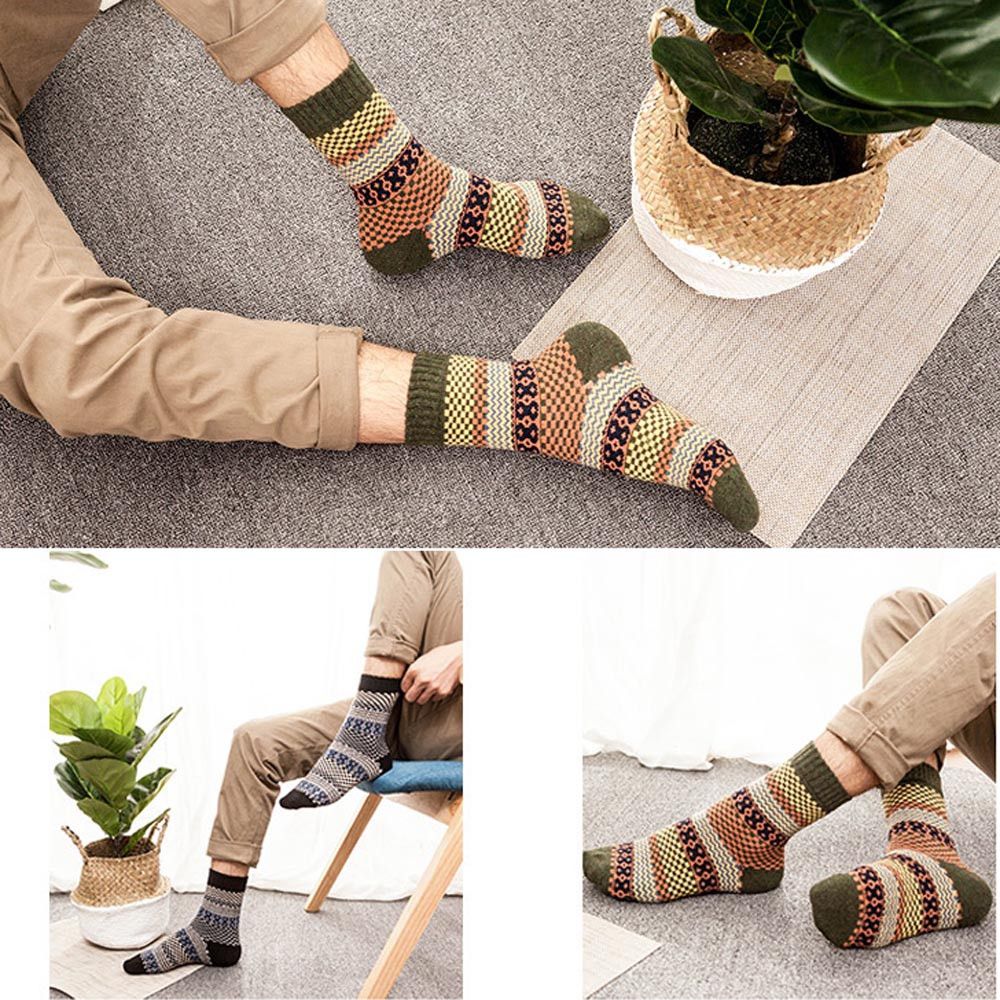 5 Paires Hommes Femmes Coton Cheville Chaussettes Laine Hiver Chaud Casual Classique Épais Chaussettes