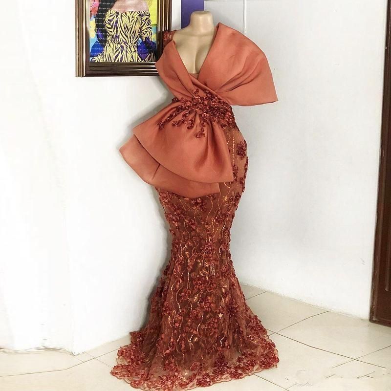 Tamaño africano Plus vestidos de noche con encaje 3D aplicaciones de flores Cuentas sirena vestido de Tamaño africano Plus vestidos de noche con encaje 3D aplicaciones de flores Cuentas sirena vestido de