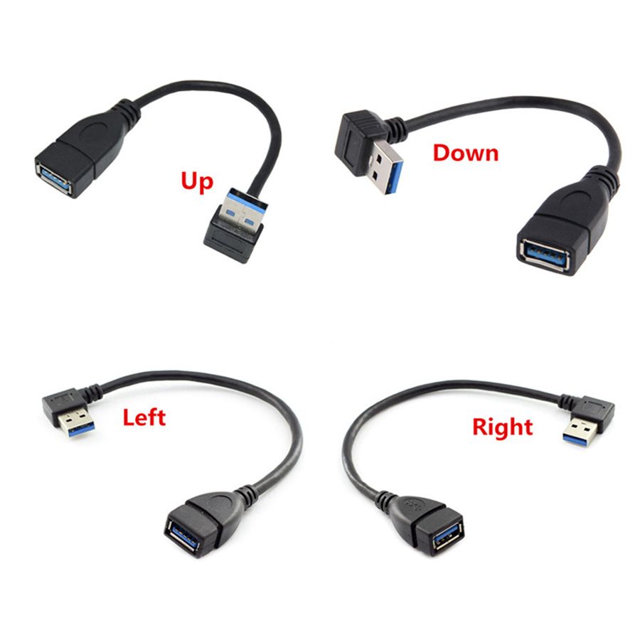 Cables Up Down Right Angled 90 Degree USB 3.0 A Male to Female Extension Cable White Cable Length: 20cm, Color: Down