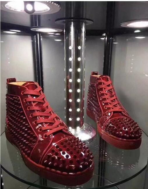red patent trainers