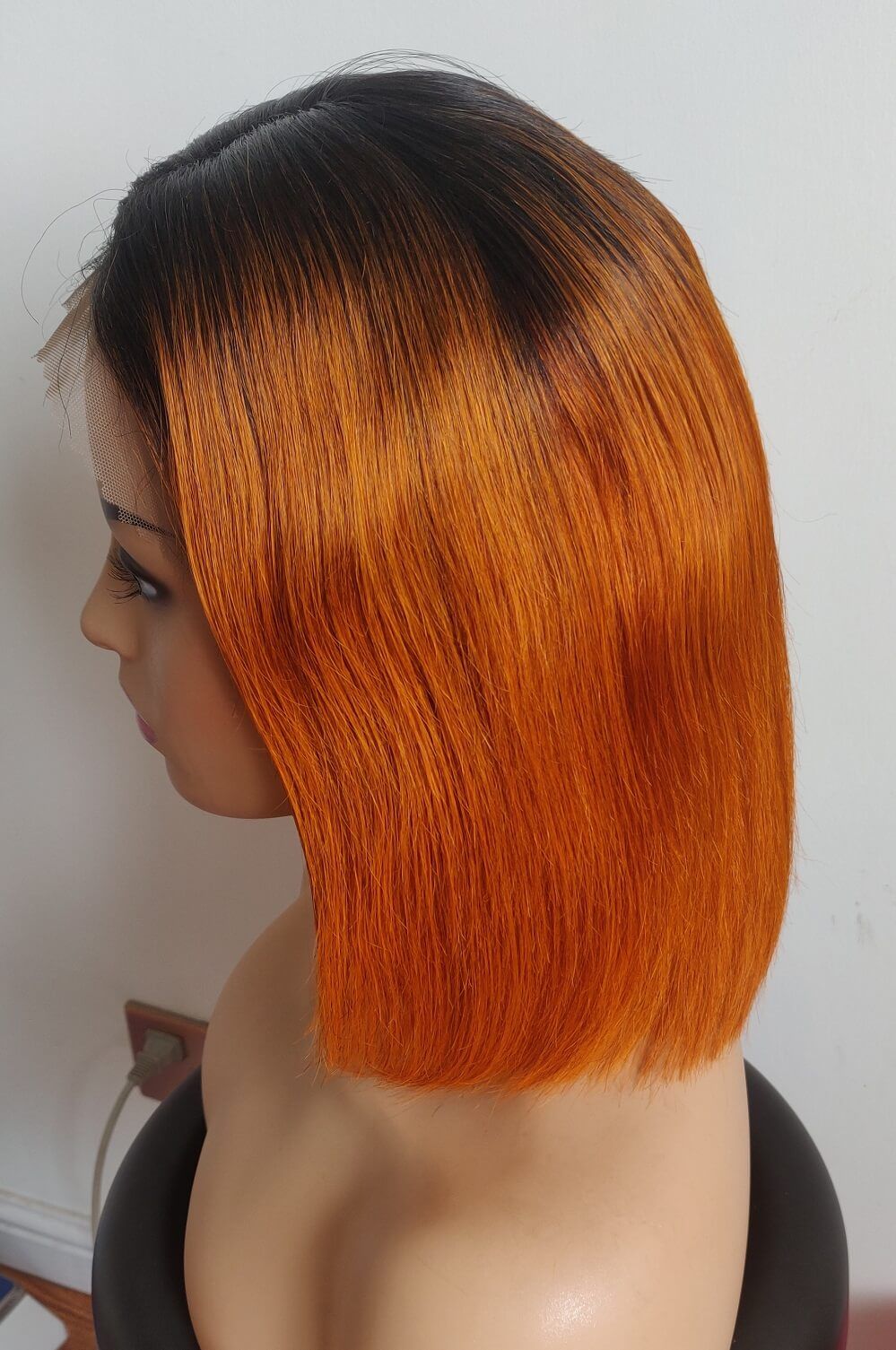 Lace Front Wigs Short Bob 1b Orange Ombre Color Pre Plucked