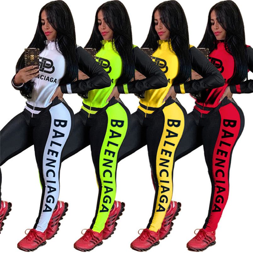 Women Jacket+Leggings Set Outfits Cardigan+Tights Sweat Suit Striped