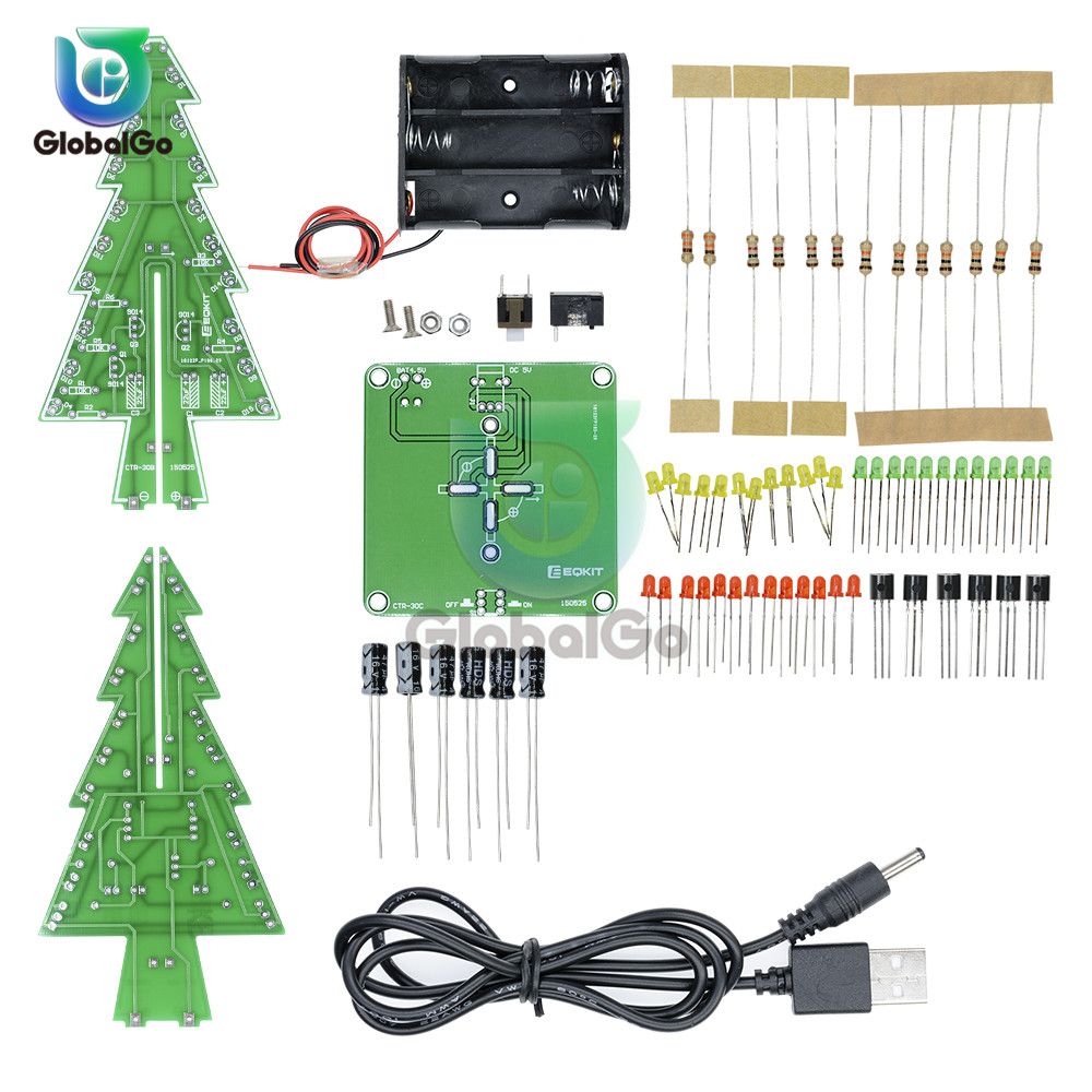 Led Diy 3d Christmas Tree Flash Christmas Tree Pcb Circuit Board Usb Cable Switch Battery Case Metal Film Resistor Light Christmas Decorations Outdoor Christmas Decorations Pictures From Blithenice 23 74 Dhgate Com