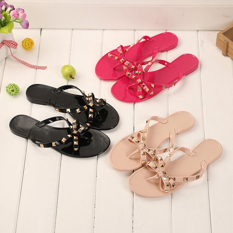 bow flip flops jelly