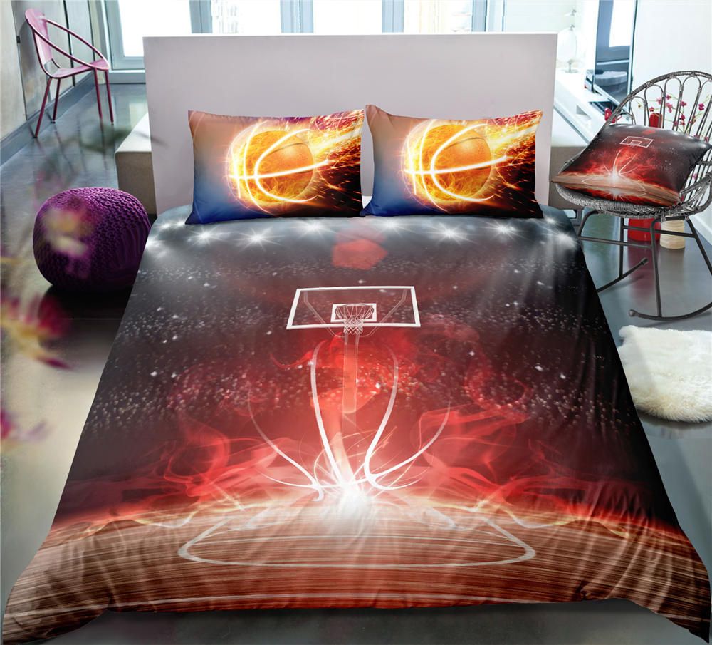 Burning Basketball Bedding Set King Size Passionate Printed Duvet