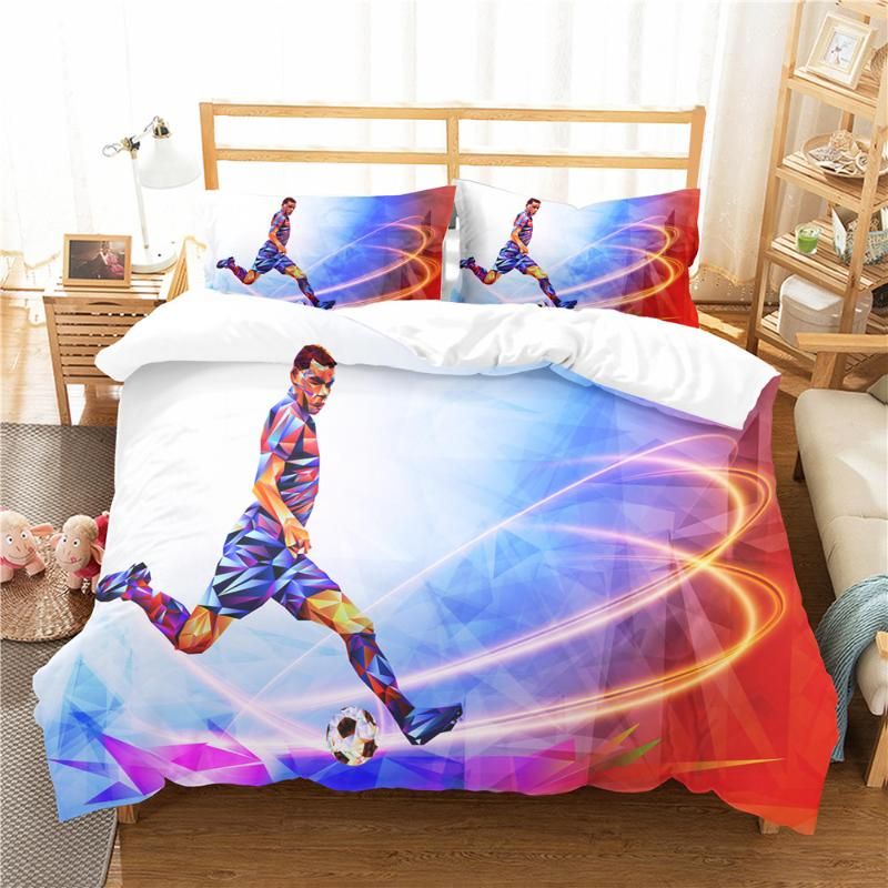 Double Bedding Clothes 3d Football Player Printed Home Textile