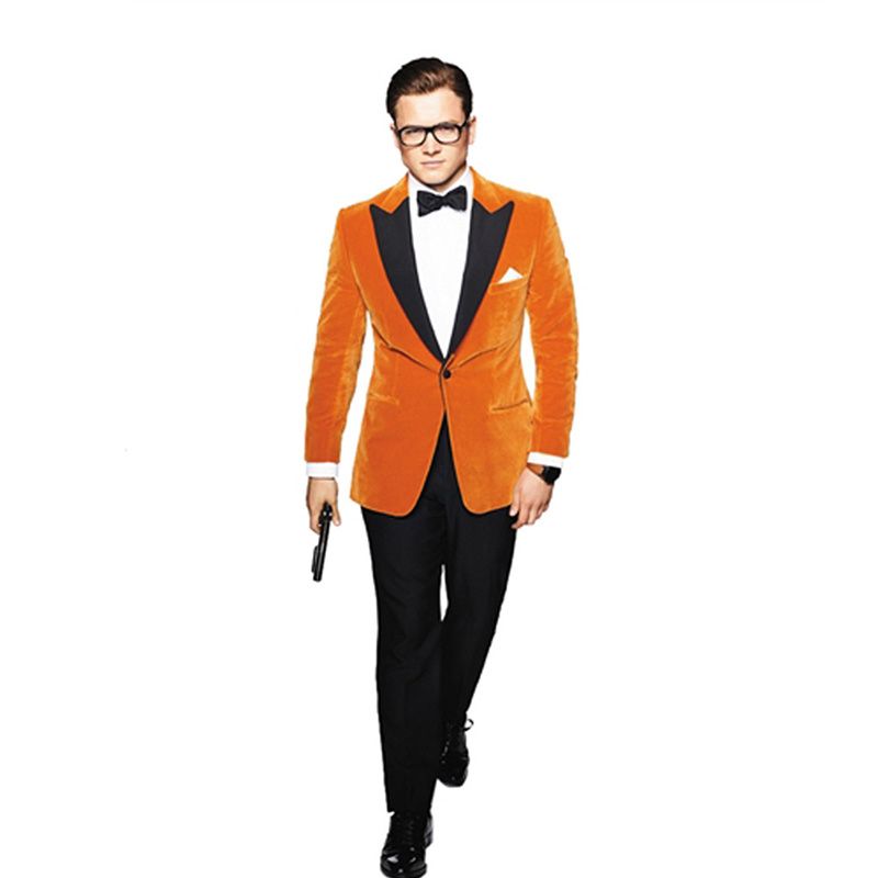 Acquistare ANNIEBRITNEY Arancione Uomo Slim Fit Velluto Vestito Con  Pantaloni Skinny Groom Wedding Tuxedo Con Nero Con Visiera Risvolto Prom  Abito Da Sposa Economico | Consegna Veloce E Qualità | It.Dhgate