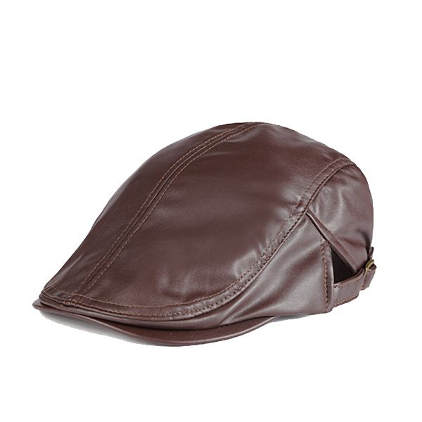 Women Men Newsboy Beret Cap Solid Genuine Leather Casquette Artist Gangster Travel Cabbie Gatsby Hat