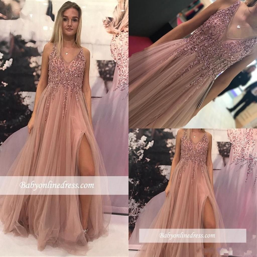 dusty pink dress long