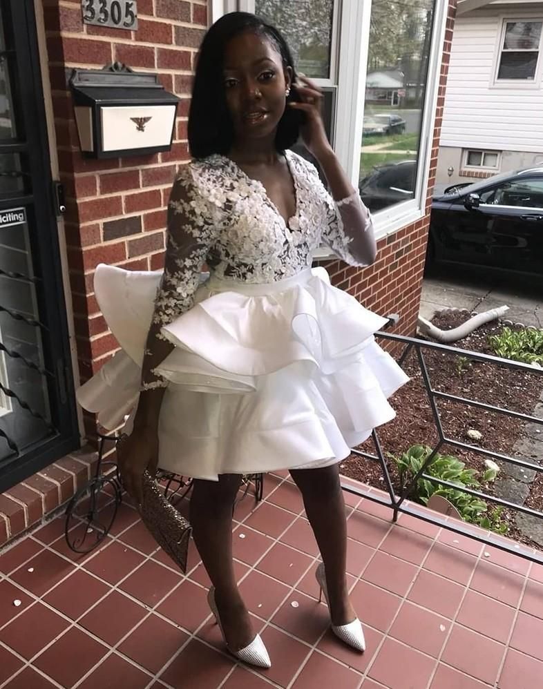 Sexy Lace White Short Prom Dress 