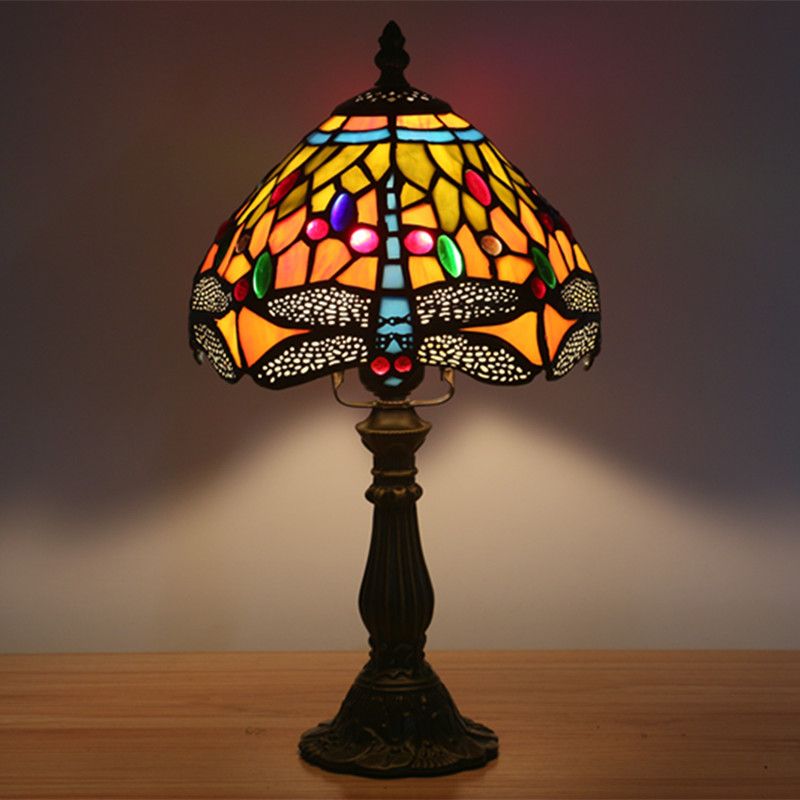 2020 8 Inch Tiffany European Vintage Dragonfly Table Lamp