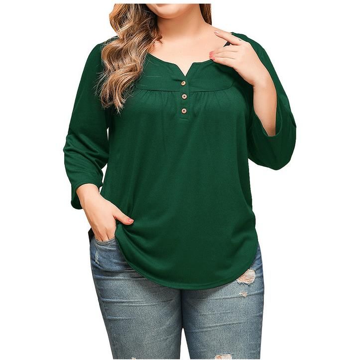 otoño blusas mujeres lady top suelta casual 3/4 ropa de más