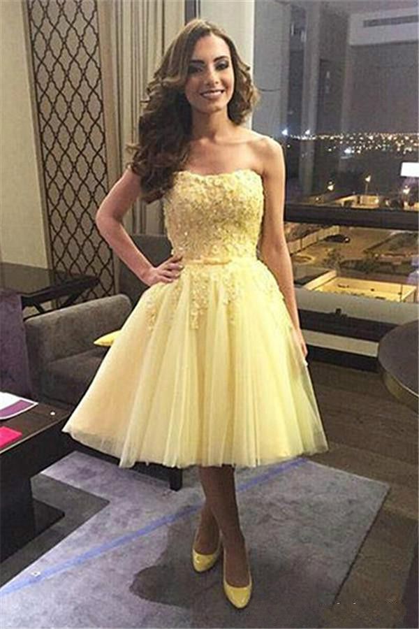 yellow junior prom dresses