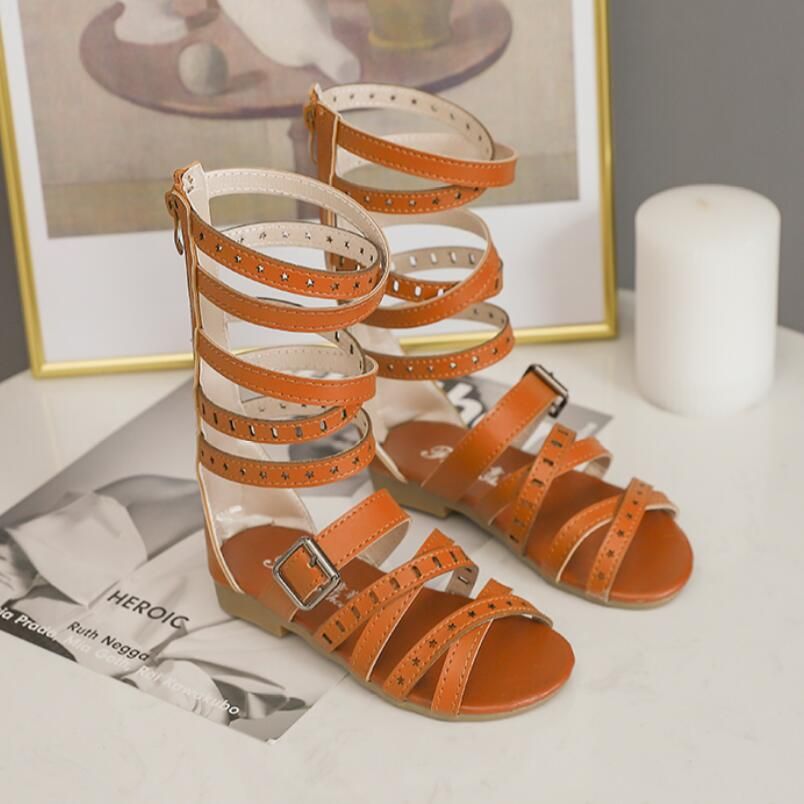 Moda de verano Sandalias romanas para niñas hechas para niños Zapatos de princesa