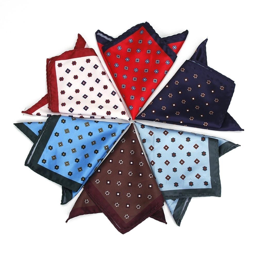 Men Handkerchief Floral Printed Hankies Polyester Hanky Business Pocket