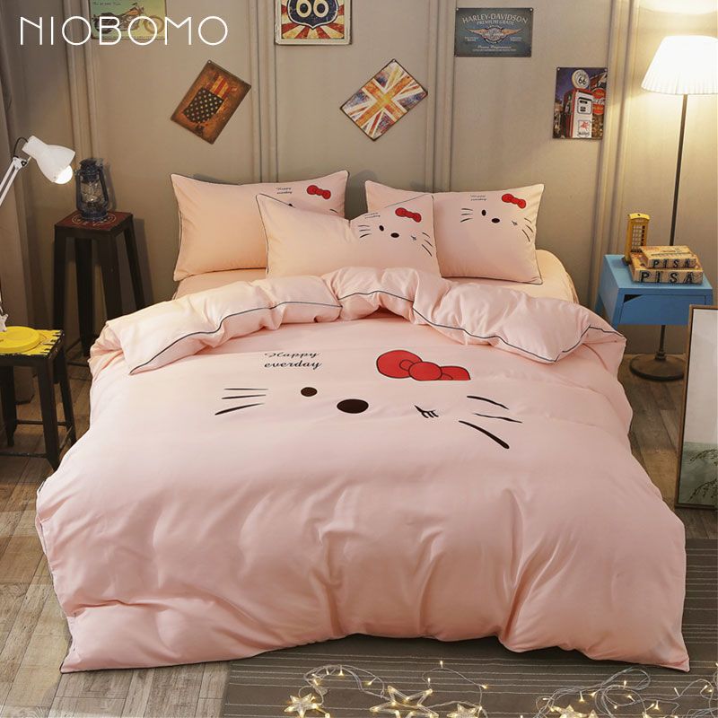 Niobomo Cartoon Cat Nordic Home Bedding Set For Home Bed Cover