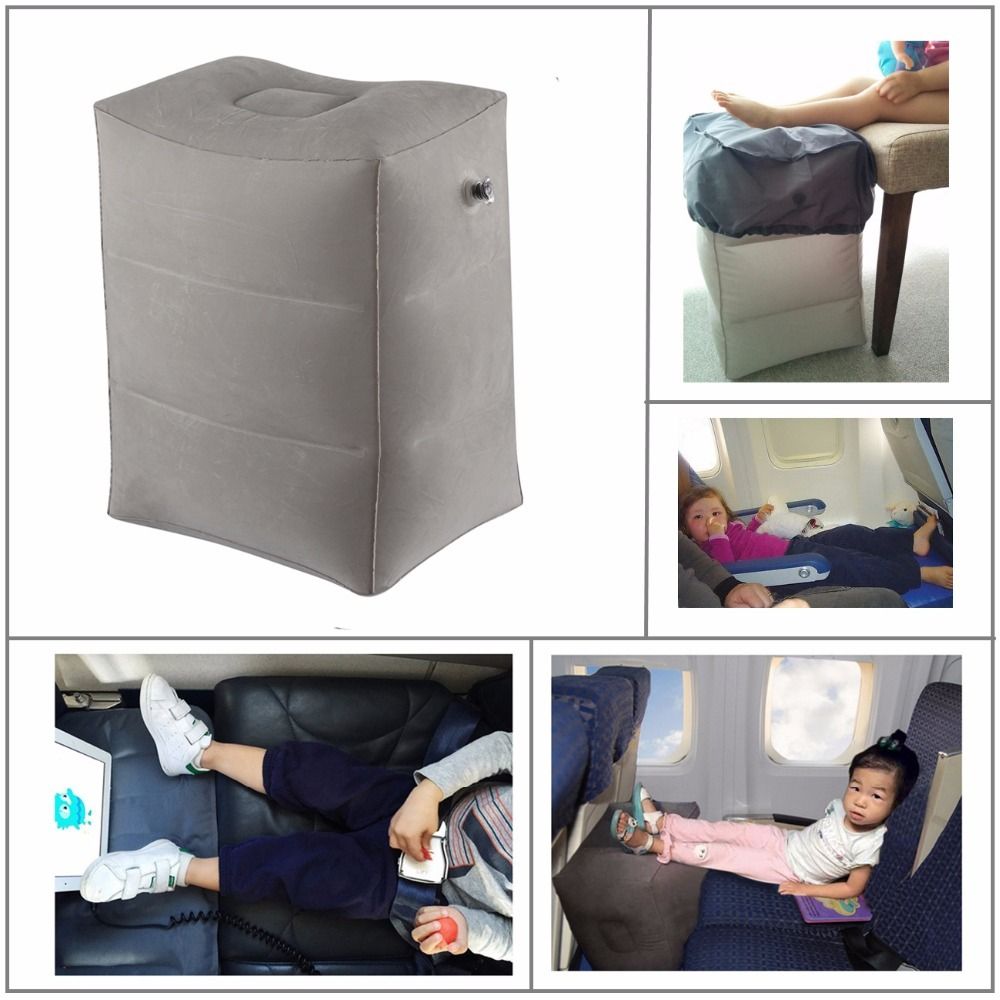 Newest Flocking Airplane Pillow Inflatable Travel Footrest Pillow