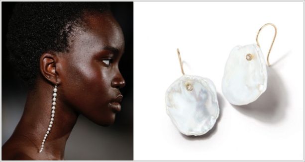 6,pearlywhites珍珠白手镯和线性耳环将海洋和沙子的