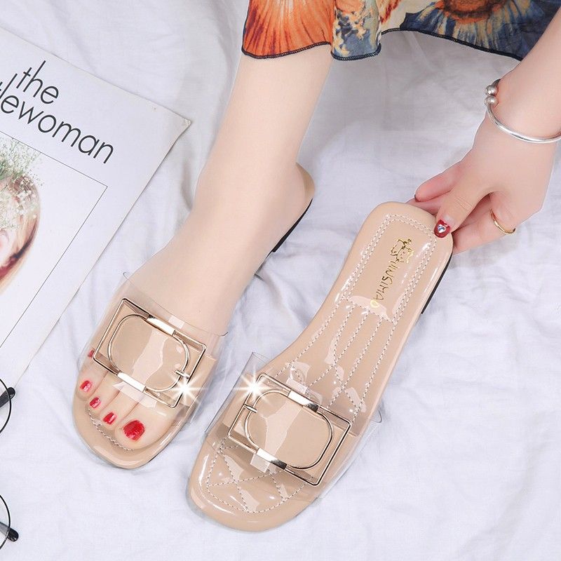 clear square heel shoes