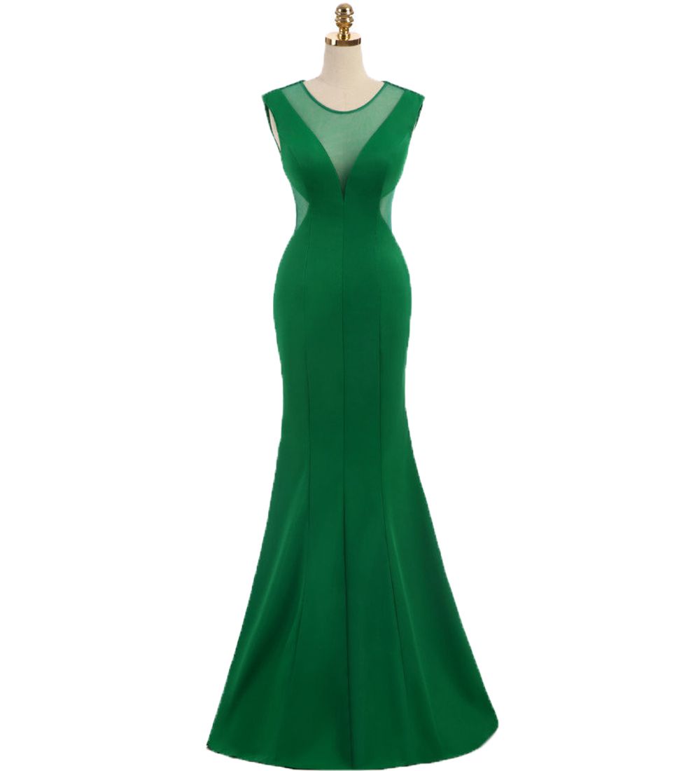 elegant black round neck evening dress