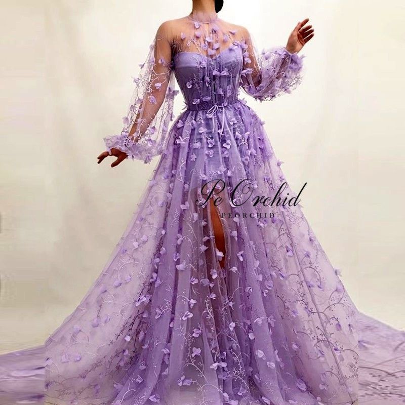purple floral homecoming dress